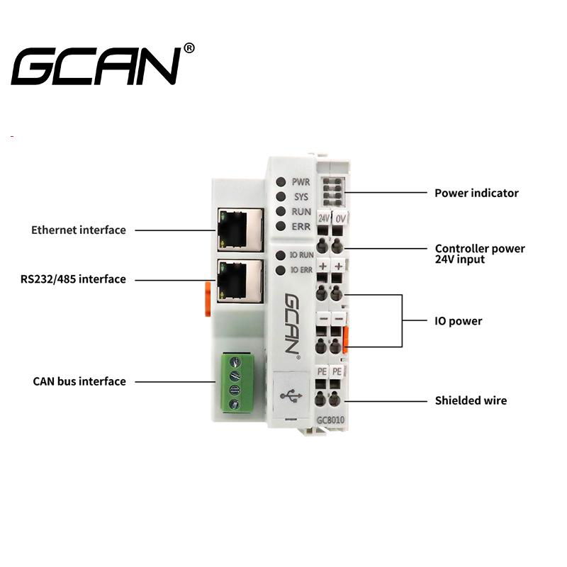 GCAN-IO-8000 Standard CANopen Adapter PLC Slave Device IO Coupler Modular Design 3