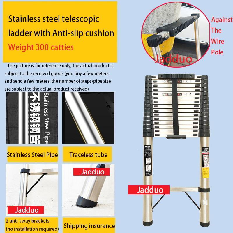 Stainless Steel Single Telescopic Ladder with Anti-slip Cushion3.5m 2