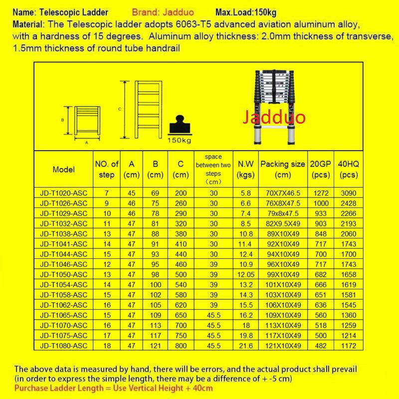 Single Telescopic Ladder with Anti-slip Cushion 3.8m 2