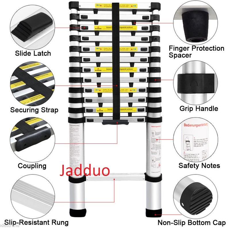 Single Telescopic Ladder with Finger Safety Gap 3.8m 4