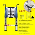 Blue Single Telescopic Ladder with Hook+Anti-slip Cushion3.8m 3