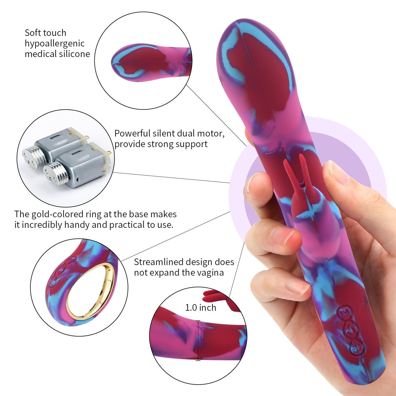 CE,RoHS certificates silicone material  female adult toy  colorful massager  3