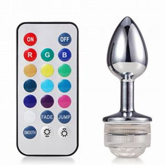 High quality    LED light 13 colors remote control anal plug sex toy