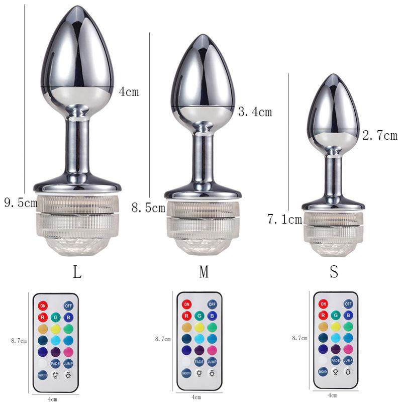  High quality    LED light 13 colors remote control anal plug sex toy   3