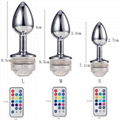  High quality    LED light 13 colors remote control anal plug sex toy  