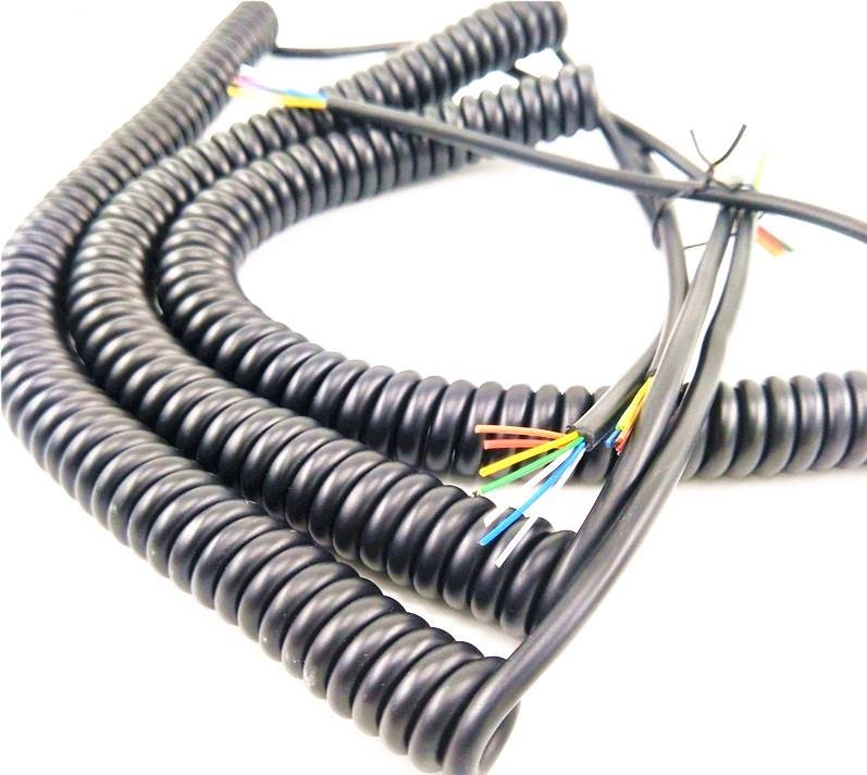 Oil Resistant Flexible PVC Insulated PUR Electric Cable Spiral Cable Coiled Wire 3