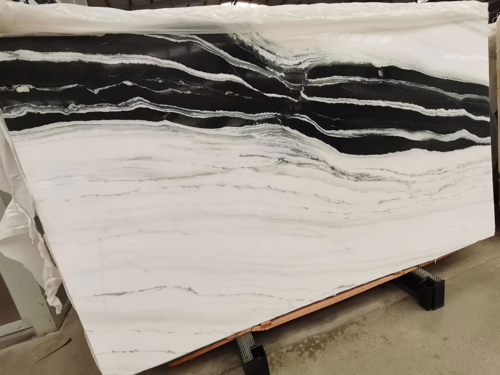 panda white marble slab with black veins ,shows good texture and luxury, 5