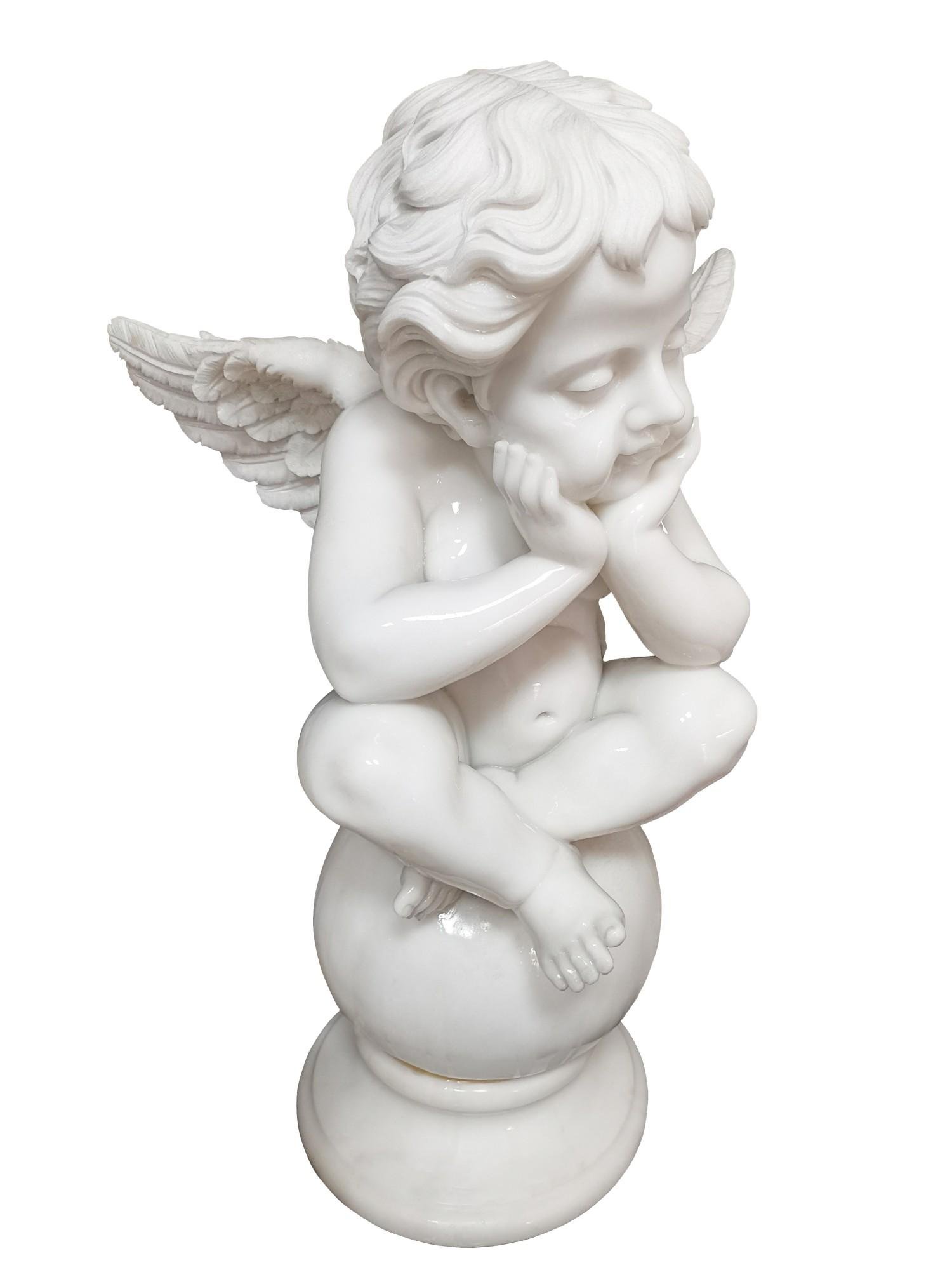 angel boy pure white marble statue figure sculpture  2