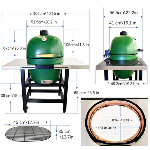 Upgrade 20”Ceramic Grill with Cart Esmog oval ceramic grills,big green egg 3