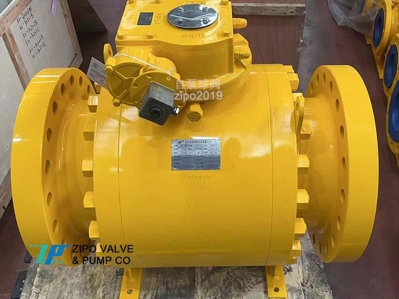 API6D flanged end forge steel trunnion mounted pipeline ball valve