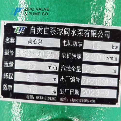 自贡自泵水泵铸铁ZIS或ZIR型卧式单级单吸离心泵清水泵循环泵 5