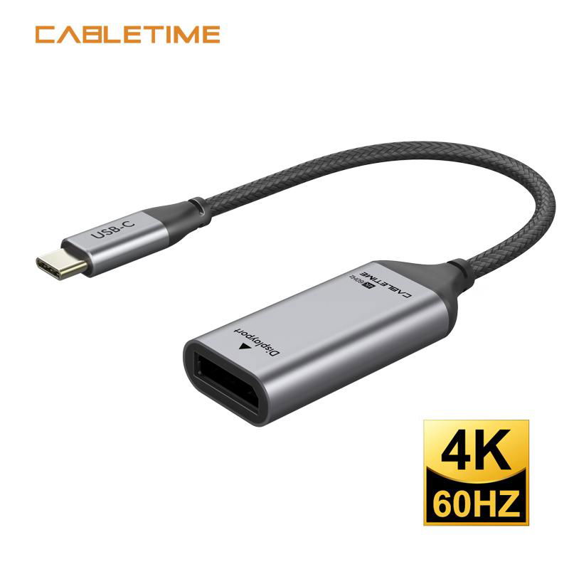 CABLETIME Type C to DisplayPort Cable, Coaxial type with Nylon Jacket, 4K/60HZ 