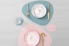 Drop-Shaped Leather Pattern Silicone Table Placemats and Coasters