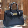 Birkin bag 30 black Togo leather With