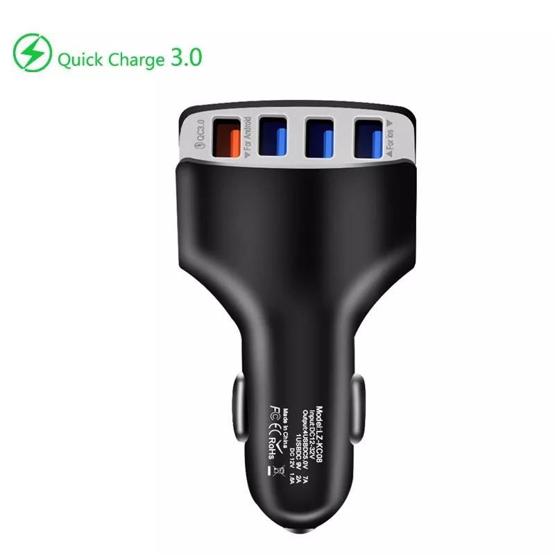 12V 30W 4  USB Ports Mobile Phone Car USB Socket Adapter Fast Car Charger 3