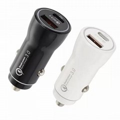 Dual usb port cell phone car charger qc3.0 quick charging pd usb c car charger