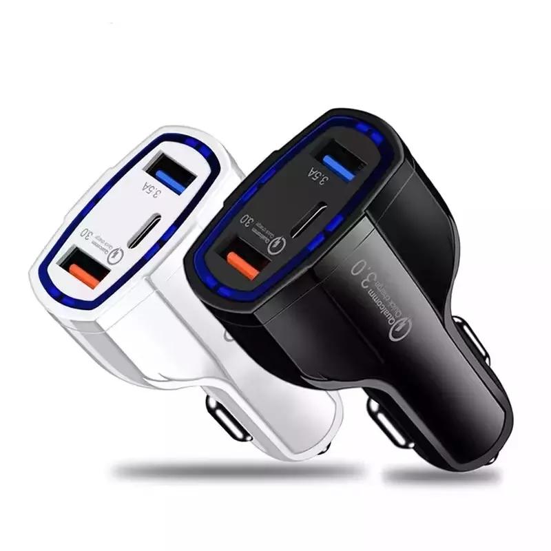 Universal QC3.0 Dual USB Type C PD Car Charger PD 3 in 1 Phone 7A Fast Charger