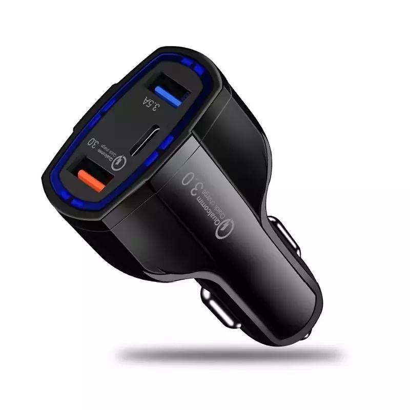 Universal QC3.0 Dual USB Type C PD Car Charger PD 3 in 1 Phone 7A Fast Charger 4