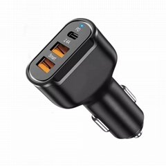 30W PD QC3.0 USB C +2.4A Dual Port Fast Charging USB Car Charger For Smart Phone