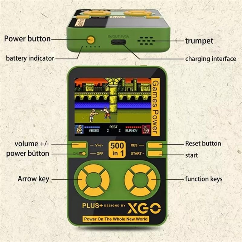 Handheld Console 500 in 1 Retro Video Game player with mini magnetic Power Bank 5