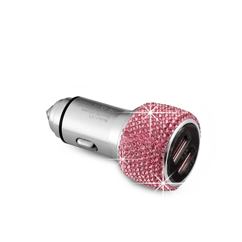 Bling Dual USB Car Charger Quick Charge 3.0 Crystal Cigarette Adapter