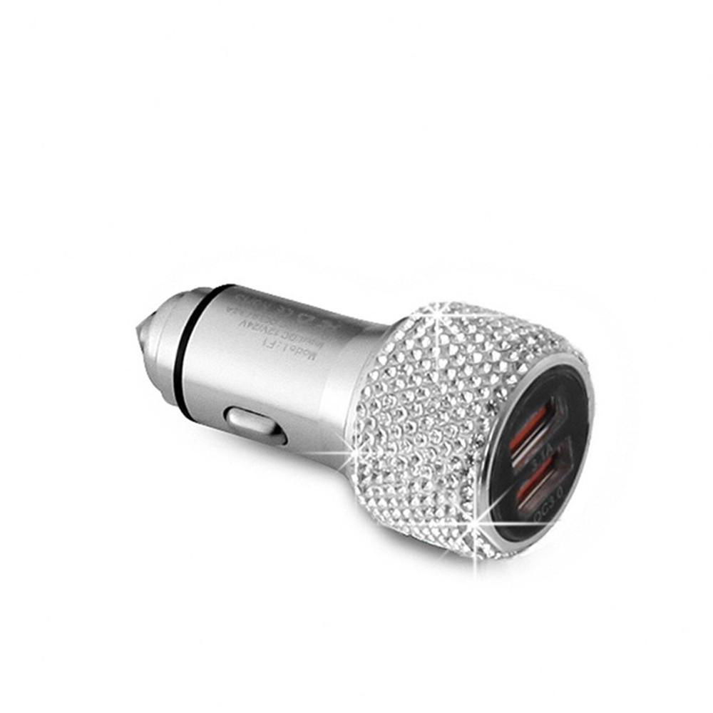 Bling Dual USB Car Charger Quick Charge 3.0 Crystal Cigarette Adapter 2