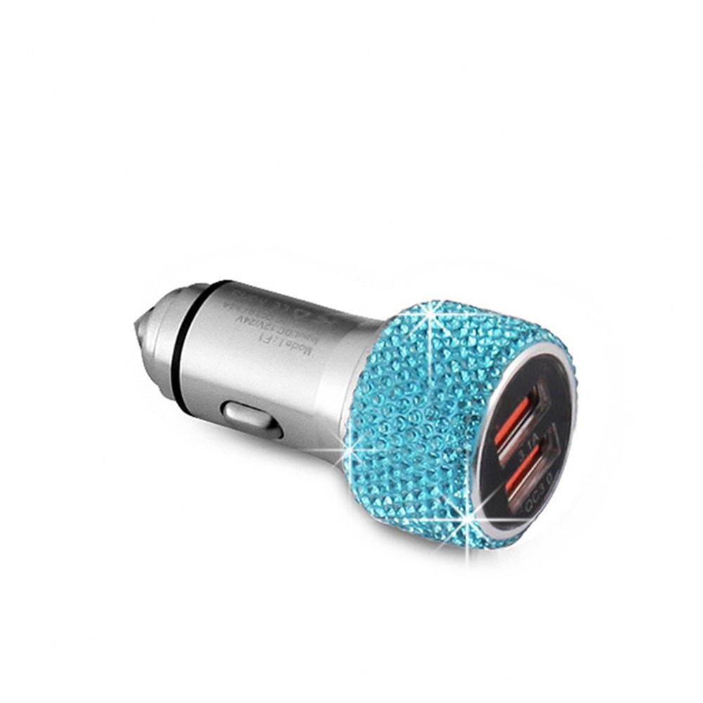 Bling Dual USB Car Charger Quick Charge 3.0 Crystal Cigarette Adapter 4