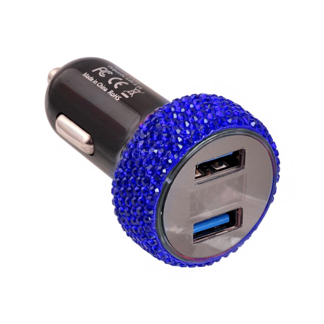 Voltage Display Bling Dual USB Car Quick Charge 3.0 Crystal Cigarette Adapter 3