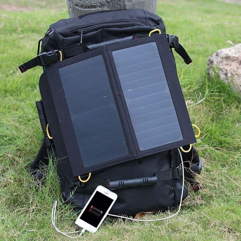  Solar Charger Waterproof Leather Foldable Solar Panel Dual USB Ports
