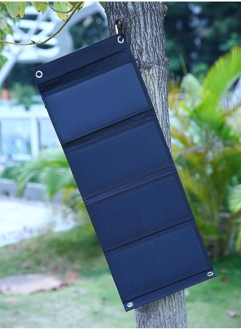  Solar Charger Waterproof Leather Foldable Solar Panel Dual USB Ports 4