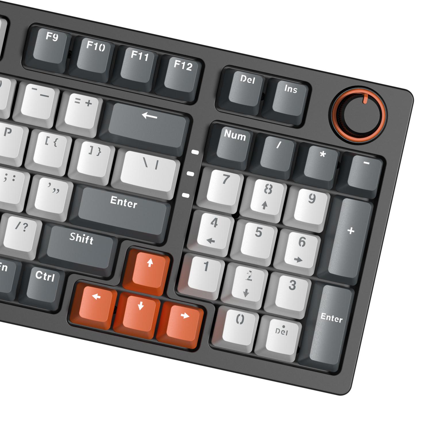 Full Keys Multimedia Grey White Colorblock keycaps Wireless Mechanical