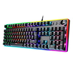 Full Keys Custom Punk RGB Black Keycaps Wired with Knob Computer Game Keyboard