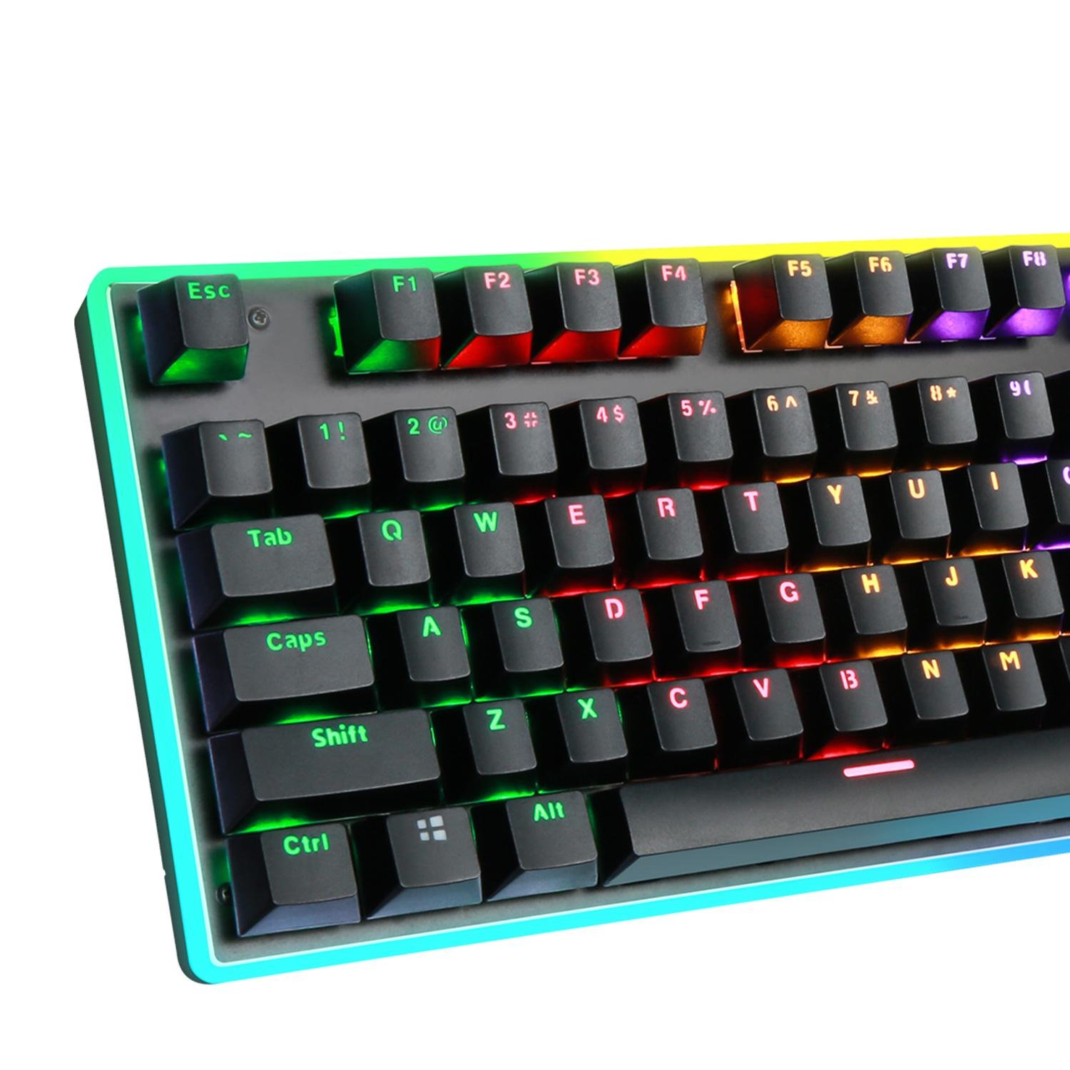 Full Keys Custom Punk RGB Black Keycaps Wired with Knob Computer Game Keyboard 2