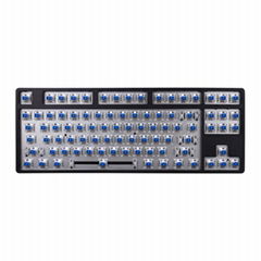 3 Mode Wireless 2.4g BT 87% Gasket Black DIY Hot Swap Mechanical Keyboard Kit