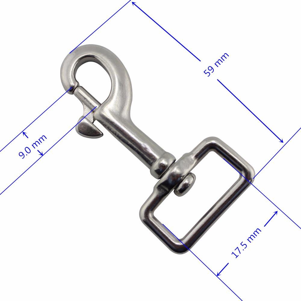 marine hardware 304/316 stainless steel square ring swivel snap hook 5