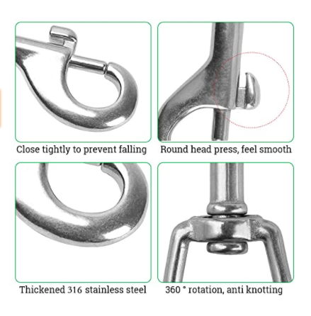 marine hardware 304/316 stainless steel double end snap hook 5