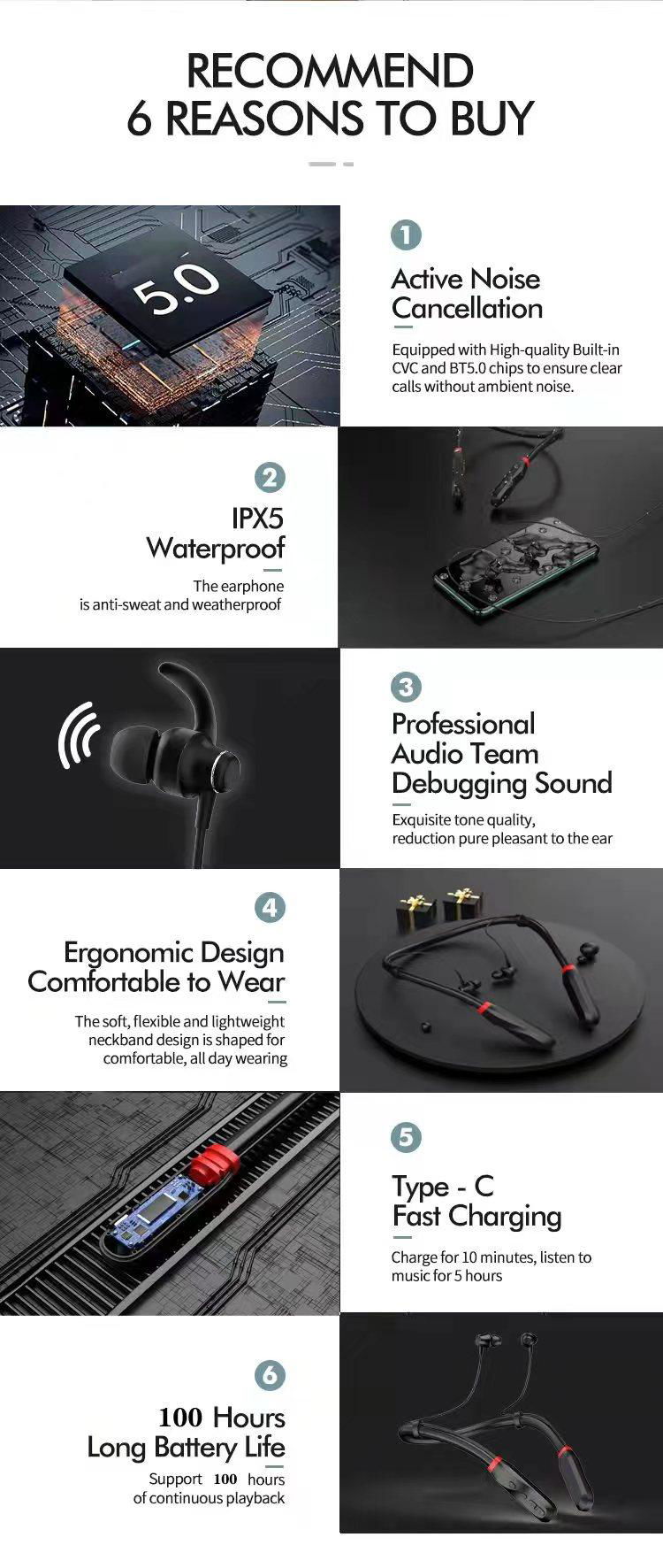 100 hours listening music I35 Bluetooth Wireless headphones 2