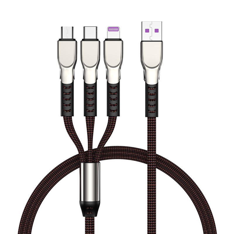 Datouyu 3 in 1 Nylon Braided pass 2A micro usb type C phone charger cable 4