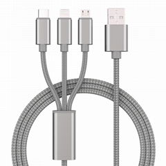 Compilation line Factory price on stock 1.2m multi plug 3 in 1 Cables