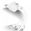 White shell stretch line New 3 In 1 Retractable Type-c Data Cables