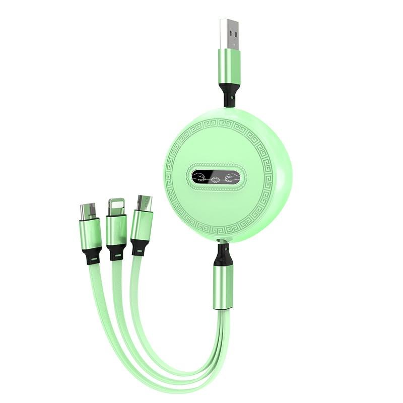 3 In 1 Data USB Cable for iphone type C micro charger Fiona Fang telescopic line 2