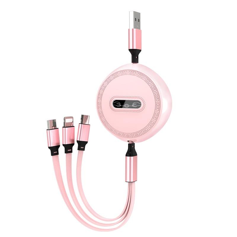 3 In 1 Data USB Cable for iphone type C micro charger Fiona Fang telescopic line 4