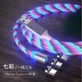 Streaming magnetic field Led Flowing Light Usb 3 in 1 Micro Type Charging Cable