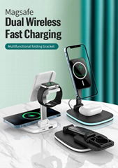 Desk Table Lamp Fast Charging Station Wireless Charger For iPhone iWatch airpods