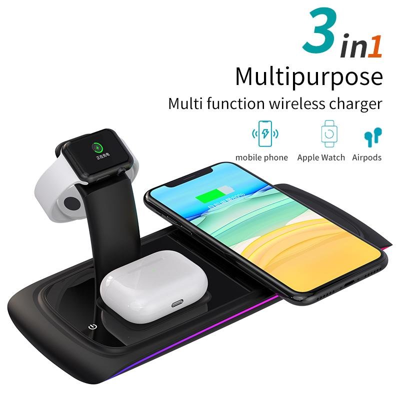 Tabletop Fast Charging Holder Wireless Charger for iPhone iWatch Airpods N33 4
