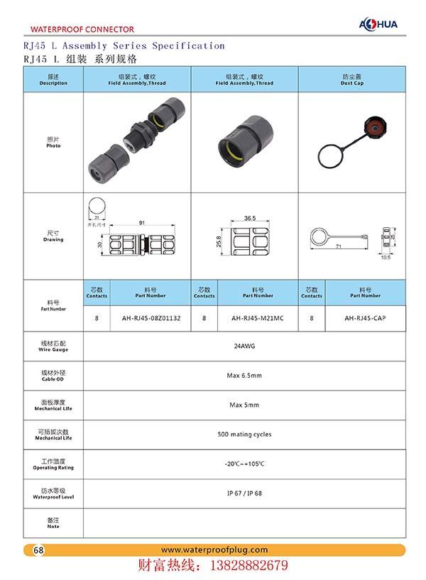 AHUA澳華8芯RJ45信息源網絡輸出防水連接器顯示屏廣告牌防水接頭 4