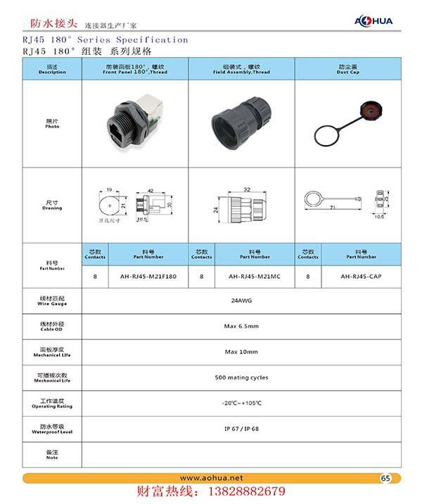 AHUA澳华8芯RJ45信息源网络输出防水连接器显示屏广告牌防水接头 5