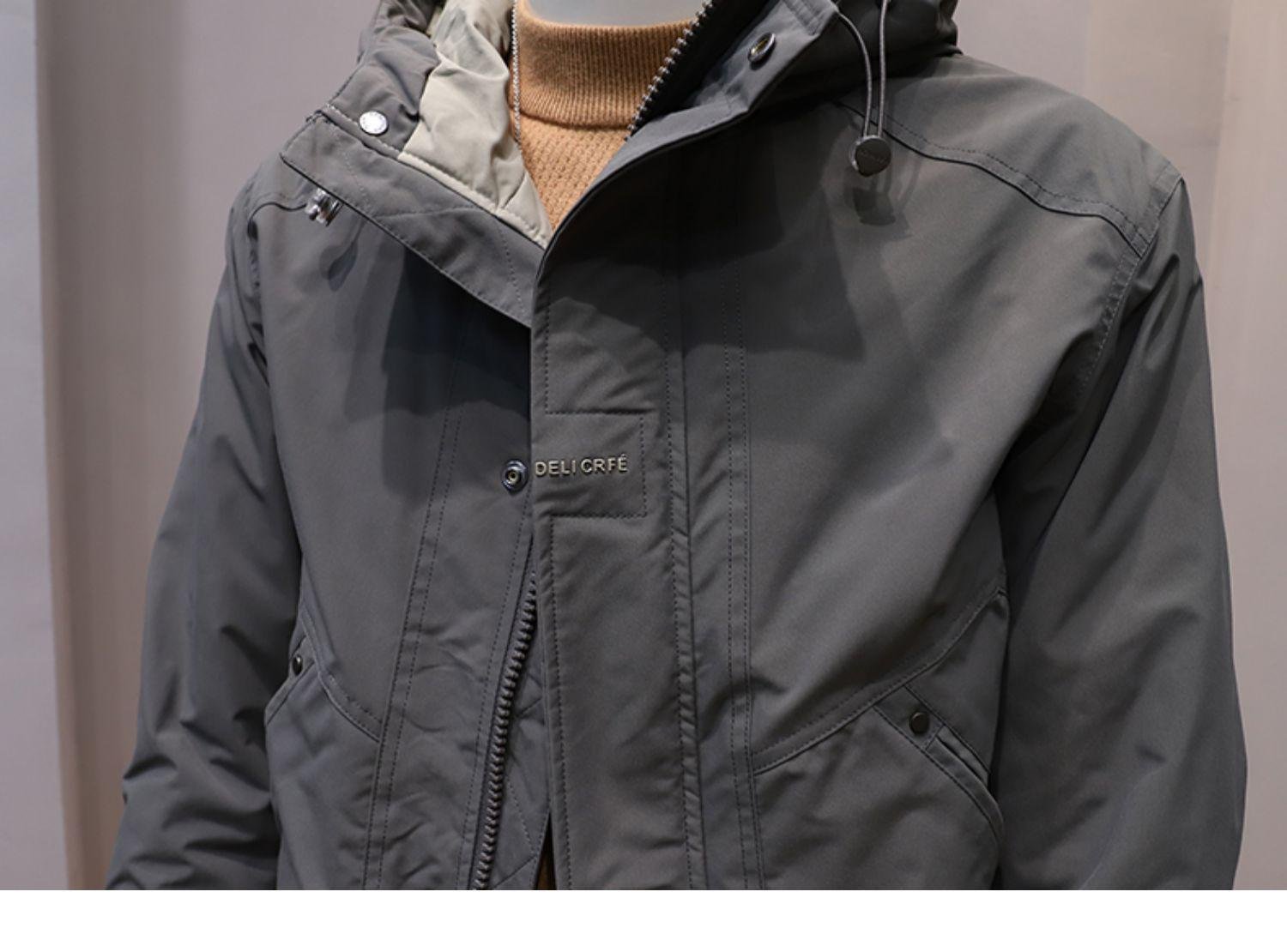 Autumn and winter new men's hooded casual jacket coat Korean youth tooling trend 3
