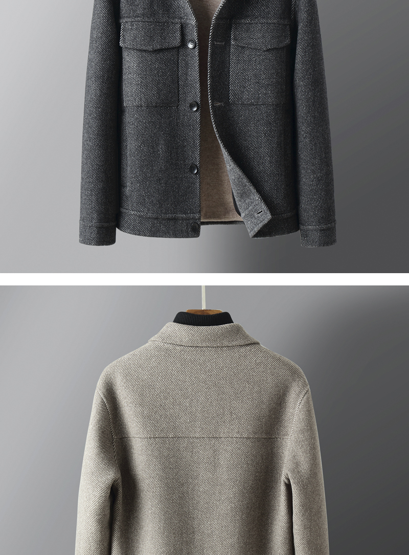 Autumn and winter new woolen coat men's short Korean version slim cashmere doubl 2