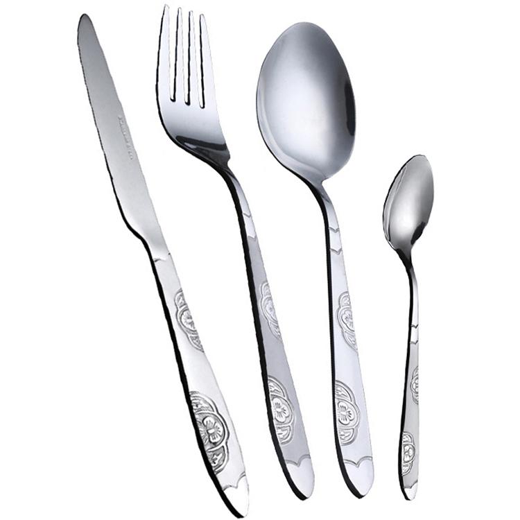 不鏽鋼餐具刀叉勺28#蝴蝶花甜品勺湯匙咖啡攪拌勺子西餐酒店用品